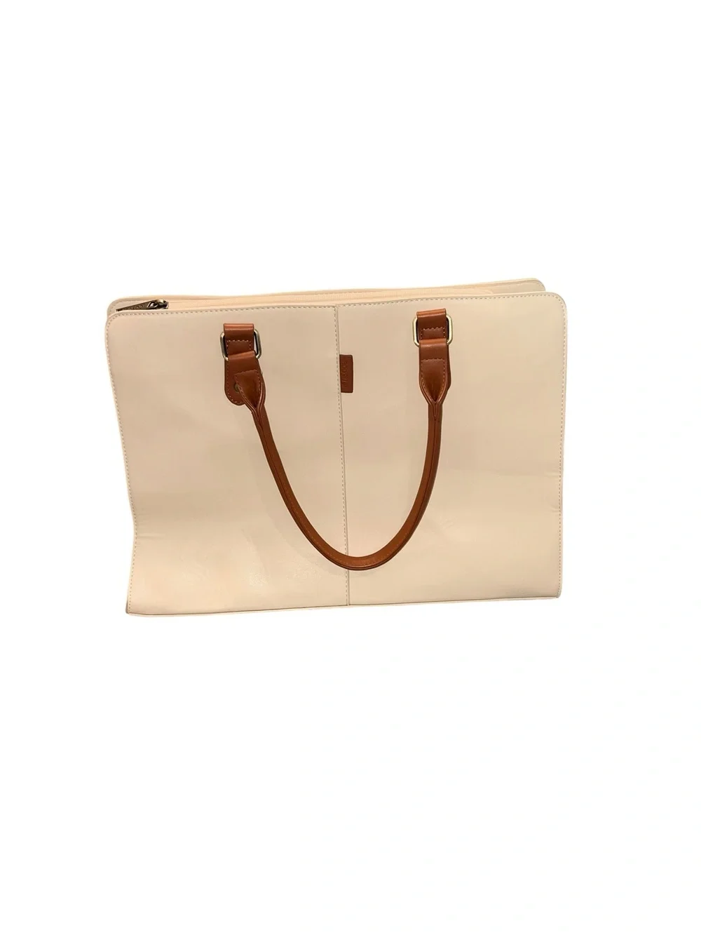ECOSUSI Cream Vegan Leather Laptop Tote Work Bag 15.6” Purse